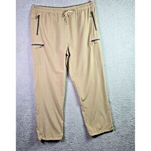 LJBJN XXL Tan Jogger Cargo Pant Zip Pockets Adjustable Hem Stretch Lightweight